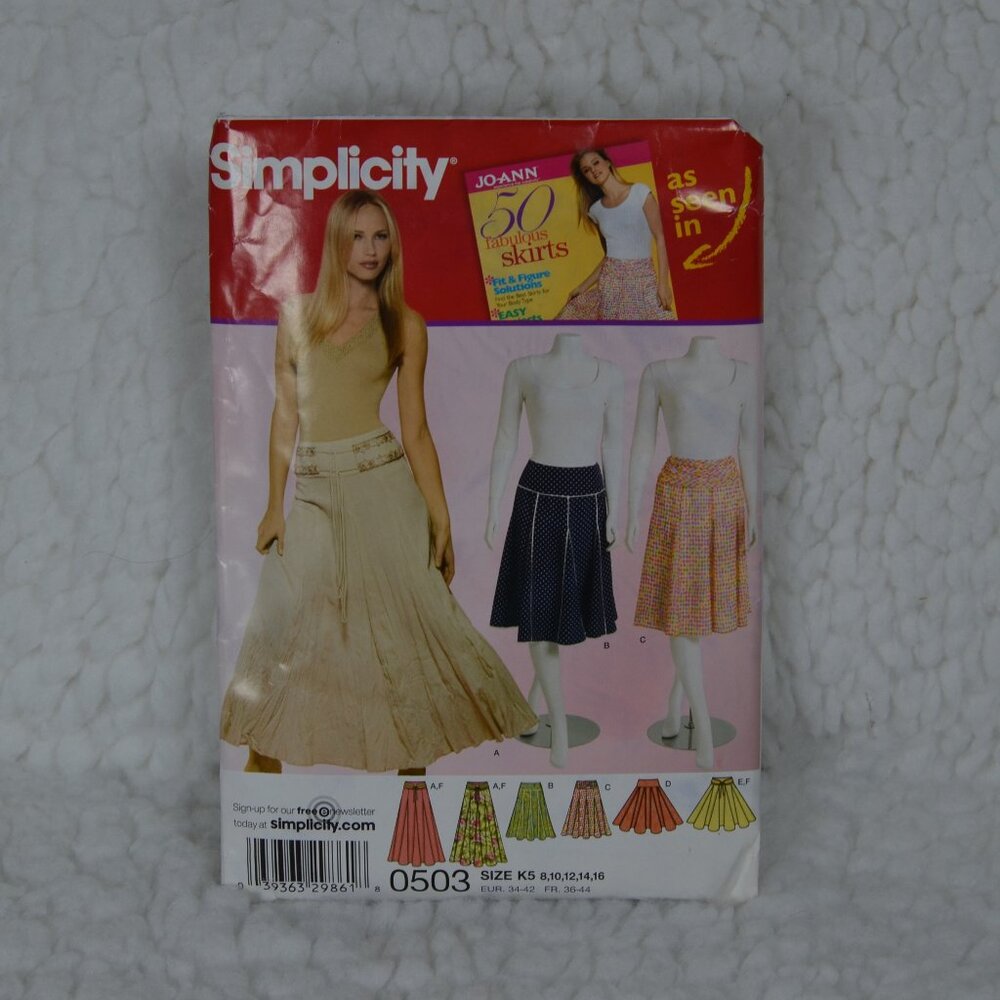 Simplicity 0503 Y2k skirt pattern, brand new uncut sizes 8-16